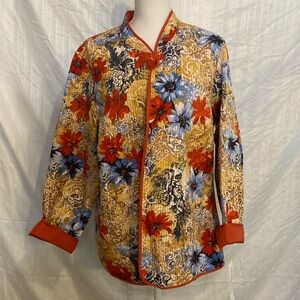 0060 Alfred Dunner Quilted Reversible jacket coat blues creams orange 18 w